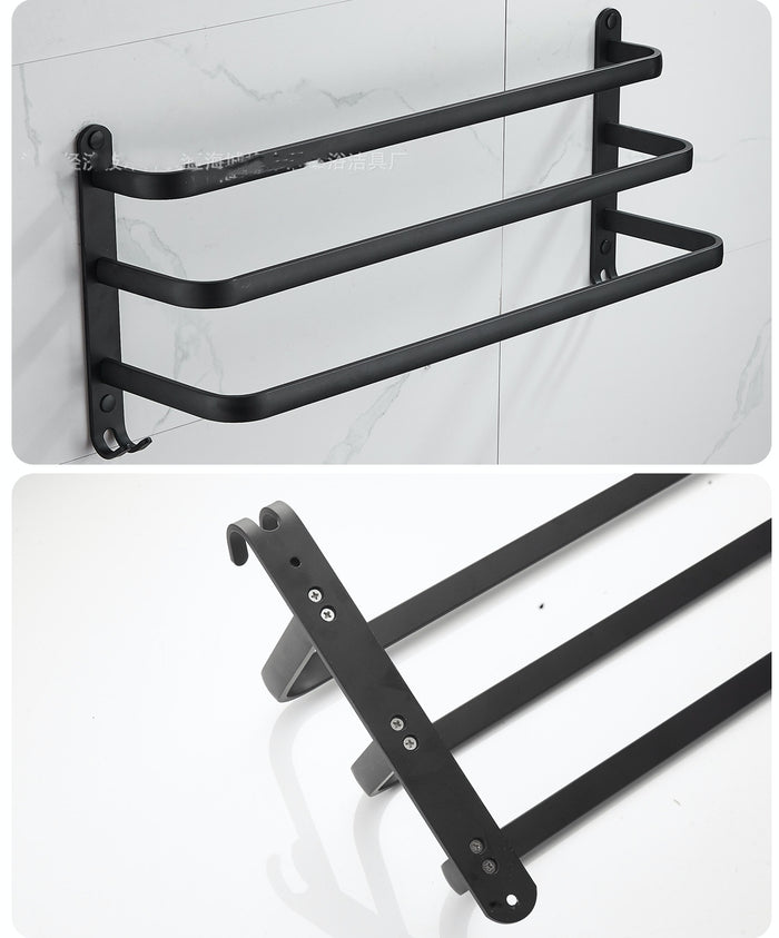 Black Space Aluminum Bathroom Shelf Towel Rack