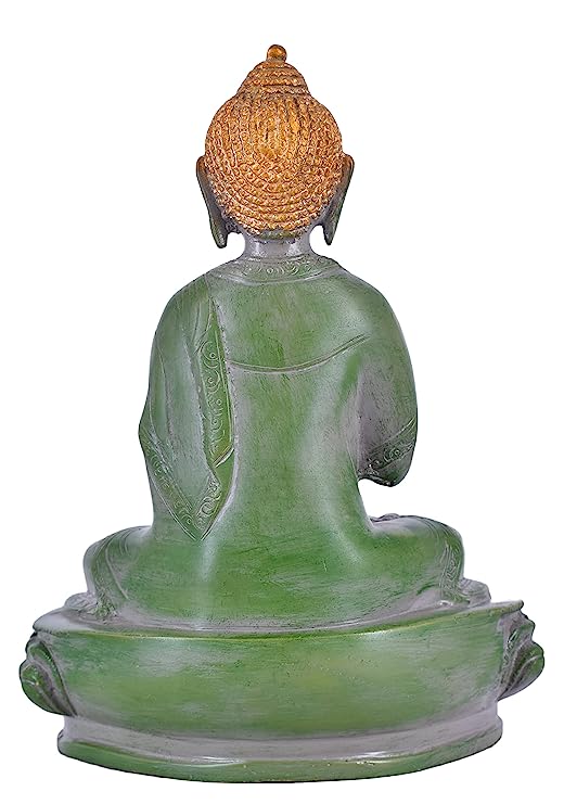 White Whale Brass Buddha Statue Murti for Home Decor Entrance Office Table Living Room Meditation Luck Gift Feng Shui Home Décor