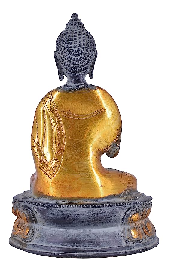 White Whale Brass Buddha Statue Murti for Home Decor Entrance Office Table Living Room Meditation Luck Gift Feng Shui Home Décor
