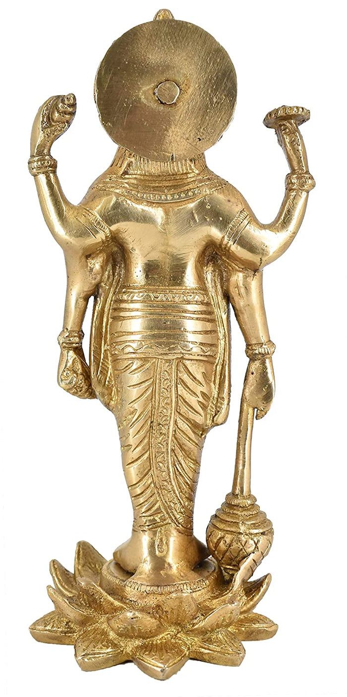 White Whale Brass Lord Vishnu Standing On Kamal Bhagwan Lord Vishnu Idol Statue Murti Home Decor
