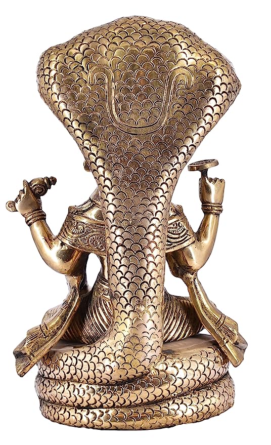 White Whale Hinduism Lord Vishnu Standing Religious Brass Statue for Puja Mandir