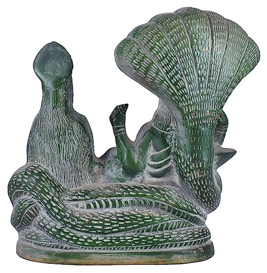 White Whale Lord Vishnu with Lakshmi Rest Upon Shesha Naag Brass Statue Religious Strength Sculpture Idol