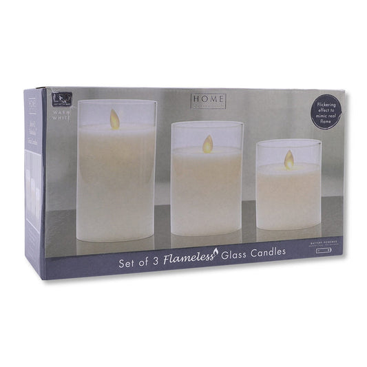 3 Led Flameless Glass Candles 326262