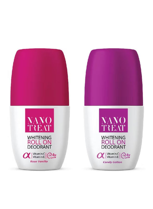 نانو تريت رول اون 50مل فانيليا + كاندي كوتن -Nano treat Whitening Deodrant Rose vanilla + Candy Cotton Offer 1+1 Free
