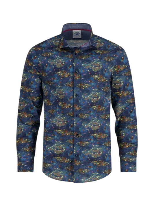 A FISH NAMED FRED BLOUSE WATER GARDEN, NIGHT SKY BLUE