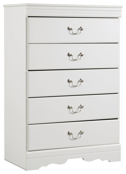 Anarasia B129-46 White Five Drawer Chest
