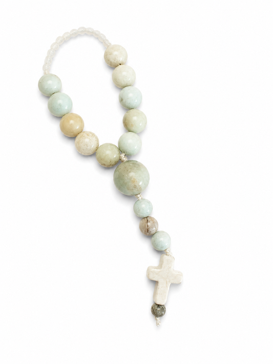 Aqua Terry Jasper Thumb Rosary