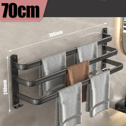 Black Space Aluminum Bathroom Shelf Towel Rack