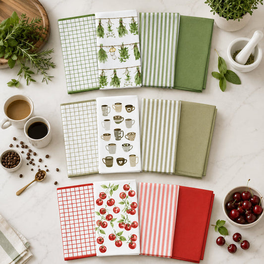Caro Home 8-Piece Kitchen Towels Set, 100% Cotton Dish Towels & Tea Towels