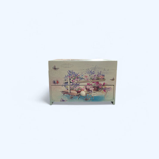 Chic Wooden Jewelry Box with Mirror | Storage Organizer | Trinket Box