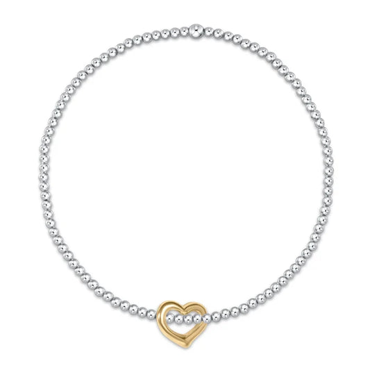 Classic Sterling 2.5mm Bead Bracelet - Love Gold Charm