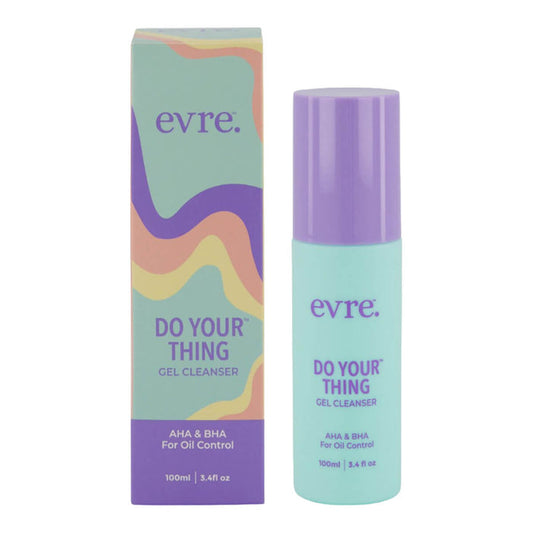 Evre gel cleanser bottle and packaging on a white background