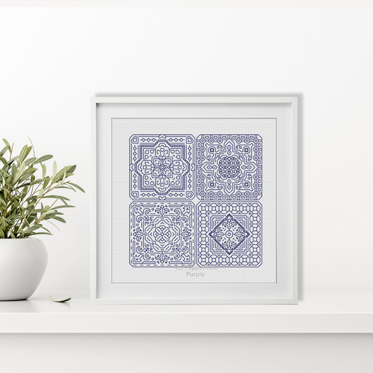 Dutch Tiles Mini Set 17 Blackwork Pattern by Peppermint Purple