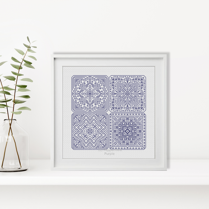 Dutch Tiles Mini Set 24 Blackwork Pattern by Peppermint Purple