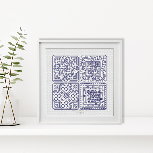 Dutch Tiles Mini Set 24 Blackwork Pattern by Peppermint Purple