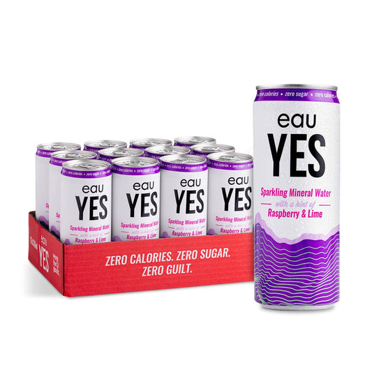 eauYES Raspberry & Lime Sparkling Mineral Water 330ml x 12