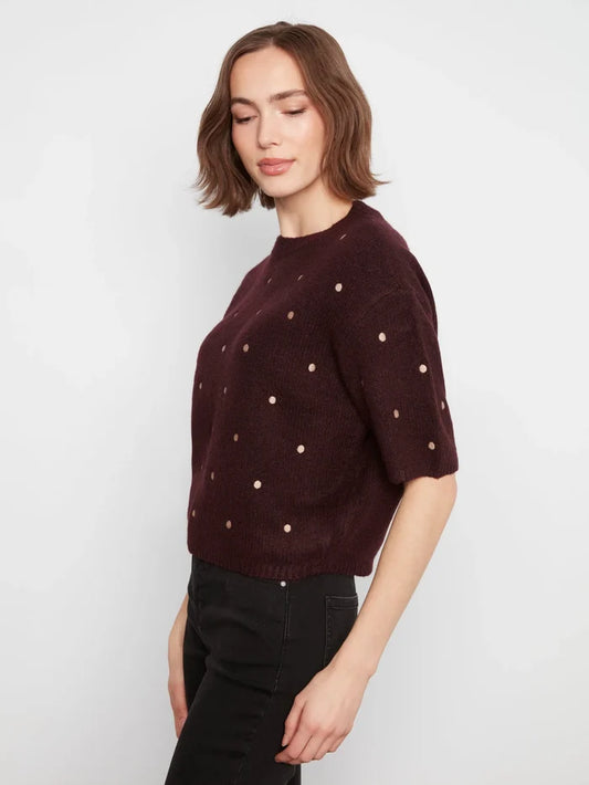 Elbow Sleeve Dots Balloon Sweater