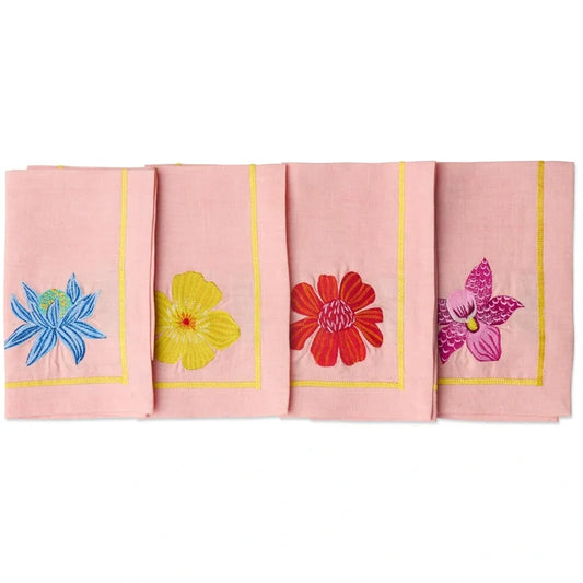 EMBROIDERED NAPKIN 4P SET | Wild Flower - Darling & Domain