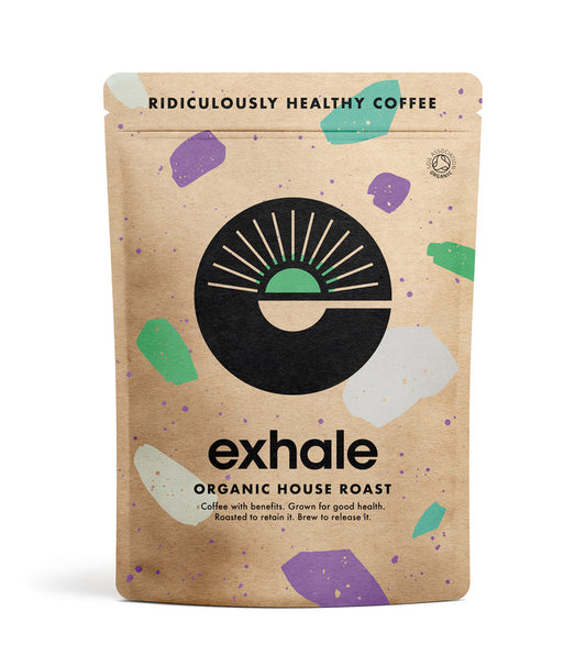 Exhale House Roast Organic Whole Bean Coffee 450g