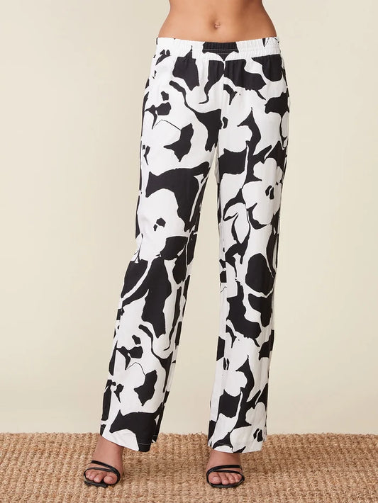 Floral Linen Blend Pull on Pants