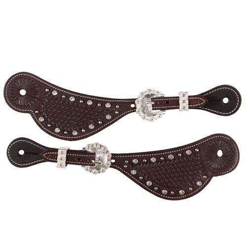Fort Worth Chocolate Basketweave Jewel Spur Straps