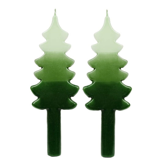 Green Christmas Tree Shaped Candles - 2 Pack Talking Tables &Keep