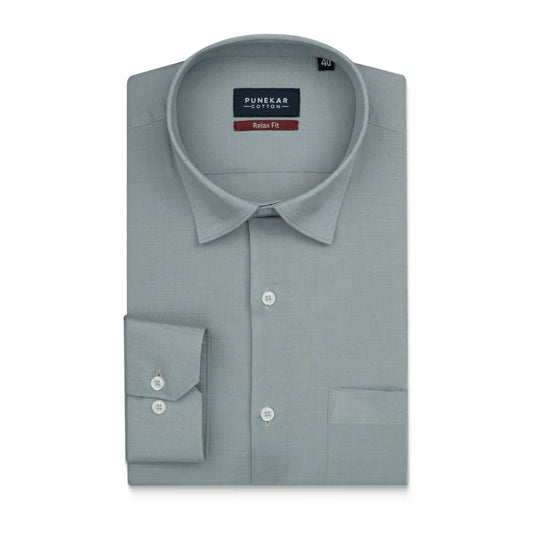 Grey Color Solid Cotton Linen Shirt For Men - Punekar Cotton