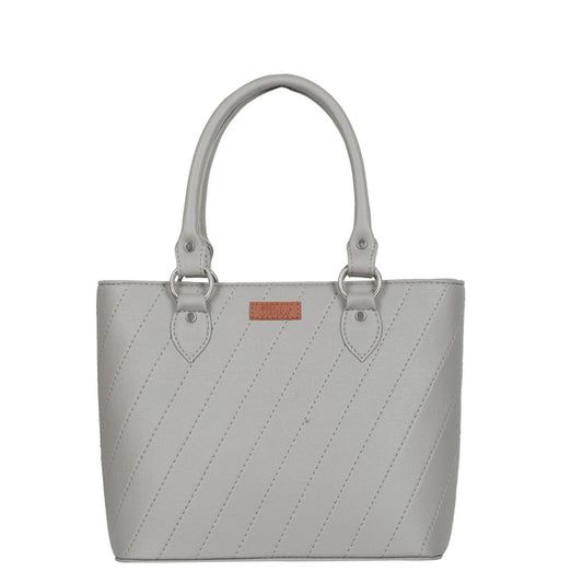 Women’s grey vegan leather top handle tote satchel shoulder handbag
