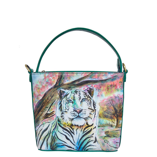 Women’s tiger art top handle satchel bag for daily use
