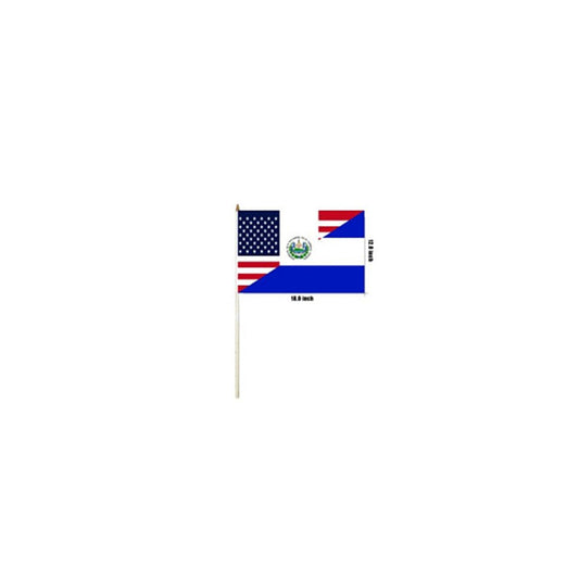 HAND STICK FLAG 30cm x 45cm USA/EL SALVADOR - TRUECOLOR WHOLESALE
