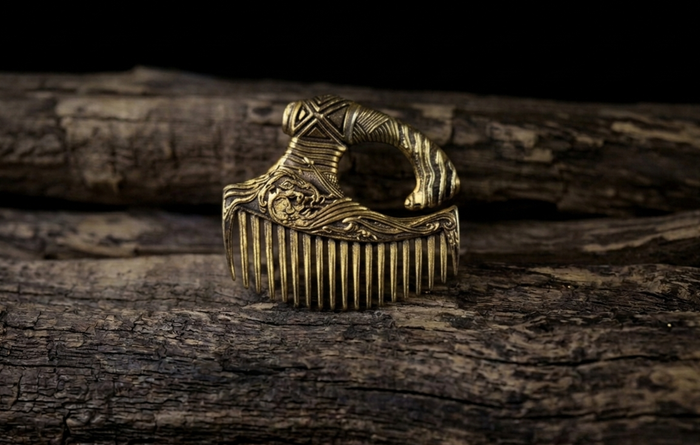 vkngjewelry Comb Handcrafted Eagle Axe Solid Brass Beard Comb