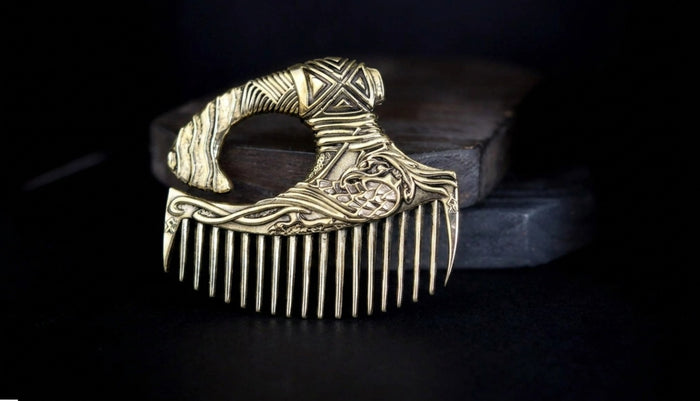 vkngjewelry Comb Handcrafted Eagle Axe Solid Brass Beard Comb