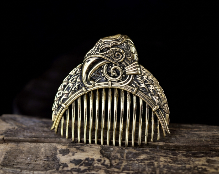 vkngjewelry Comb Handcrafted Eagle Solid Brass Beard Comb