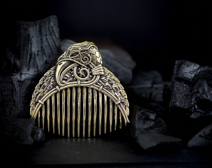 vkngjewelry Comb Handcrafted Eagle Solid Brass Beard Comb