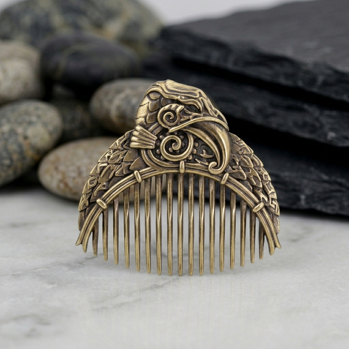 vkngjewelry Comb Handcrafted Eagle Solid Brass Beard Comb