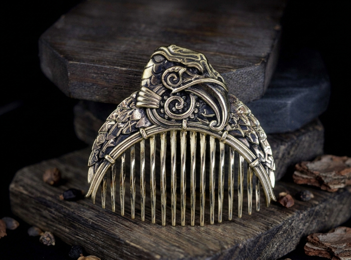 vkngjewelry Comb Handcrafted Eagle Solid Brass Beard Comb
