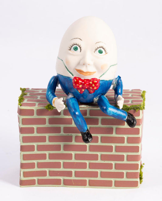 Handmade Porcelain Humpty Dumpty Doll with Brick Wall