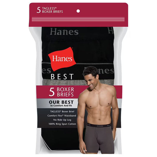 Hanes Men's 5-Pack Best Boxer Brief, Size XL - Black Pack