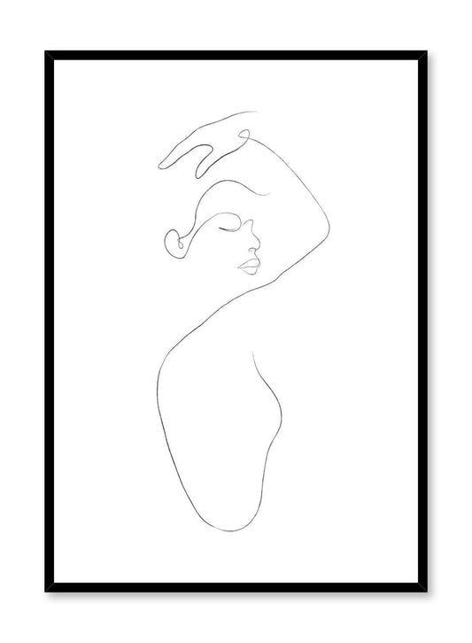 Modern minimalist poster by Opposite Wall with abstract illustration of woman line art In The Feels