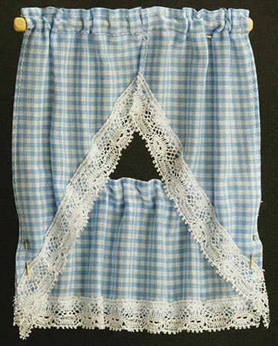 Kitchen Curtain: Gingham Blue By Barbara O'Brien (BB50603)