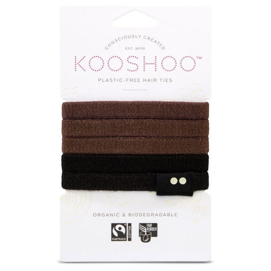 Kooshoo Certified Organic Hair Ties - Black/Brown - 5 Pack - L'Organic