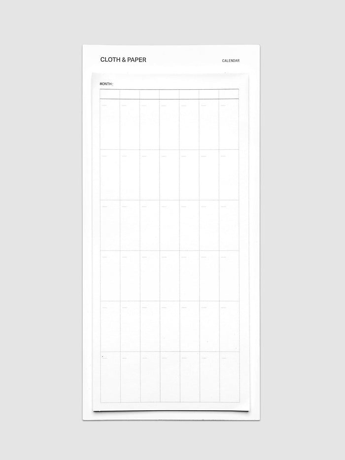 Undated monthly calendar sticky note layout with flexible Sunday or Monday start