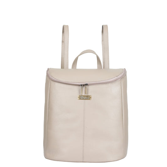 Women's taupe leather backpack daypack for work, travel, and daily use