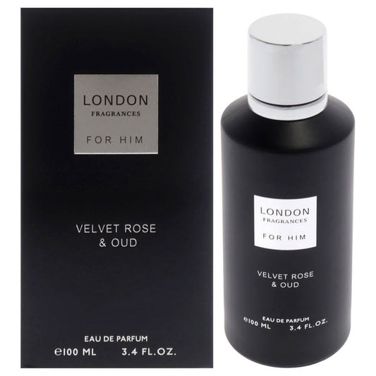 London Fragrances - Velvet Rose and Oud by Fine Perfumery for Men - 3.4 oz EDP Spray