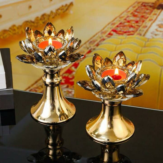 Lotus Crystal Candle Stand | Home Décor