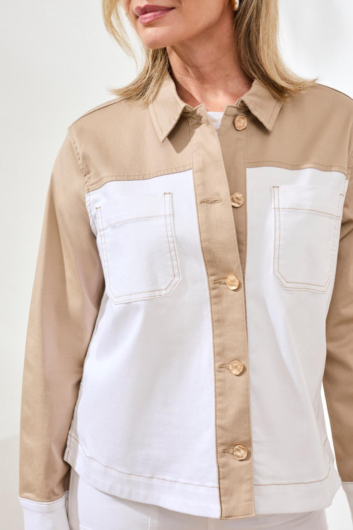 LS Button Front Color Block Jacket