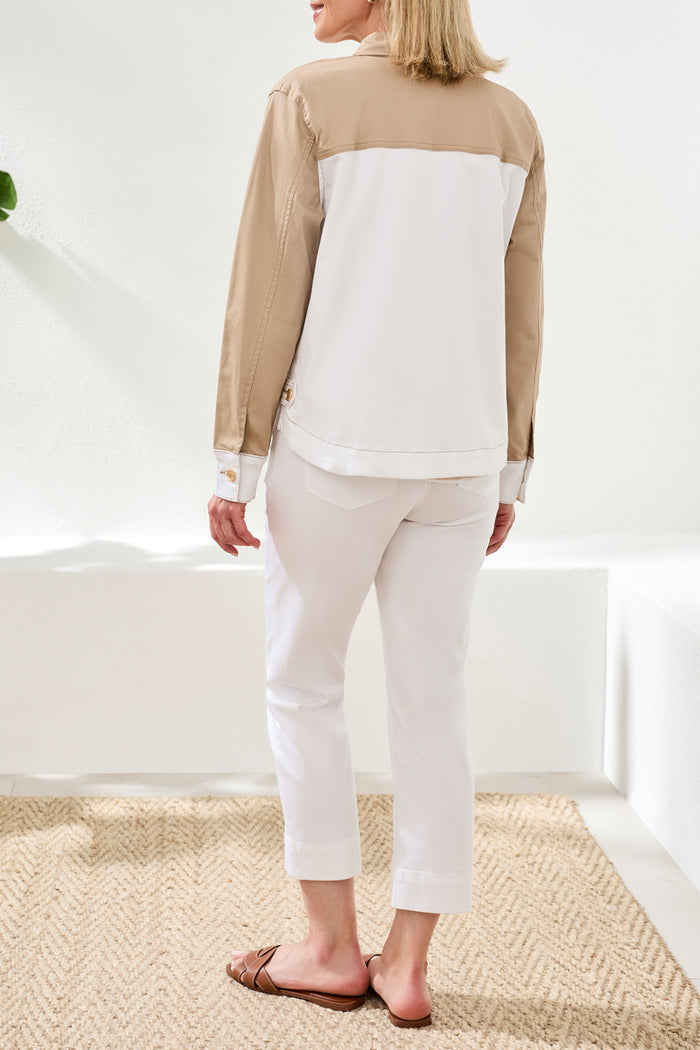 LS Button Front Color Block Jacket