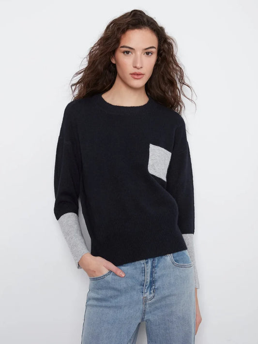 LS Drop Shoulder Color Block Sweater