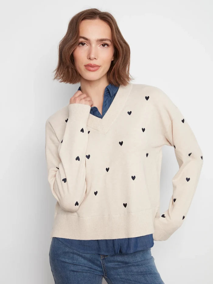 L/S Drop Shoulder Twofer Sweater