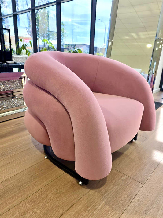 Luxe Curved Blush Velvet Chair
